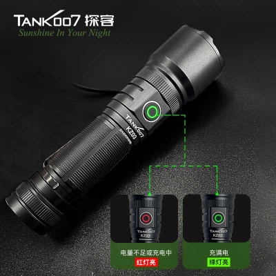 TANK007強光手電筒戶外伸縮調(diào)焦手電LED直充遠(yuǎn)射電筒KZ03