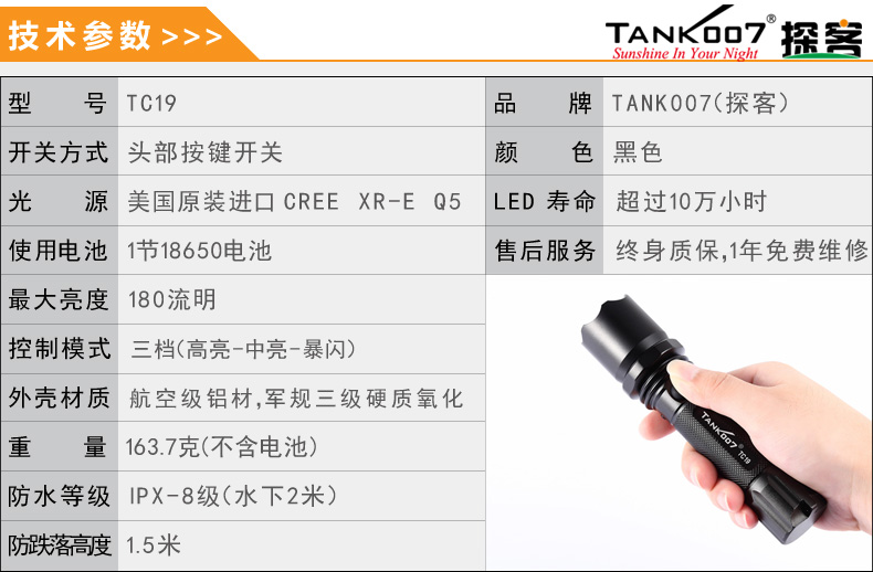 選購強(qiáng)光手電筒什么品牌好？探客TANK007手電筒生產(chǎn)廠家